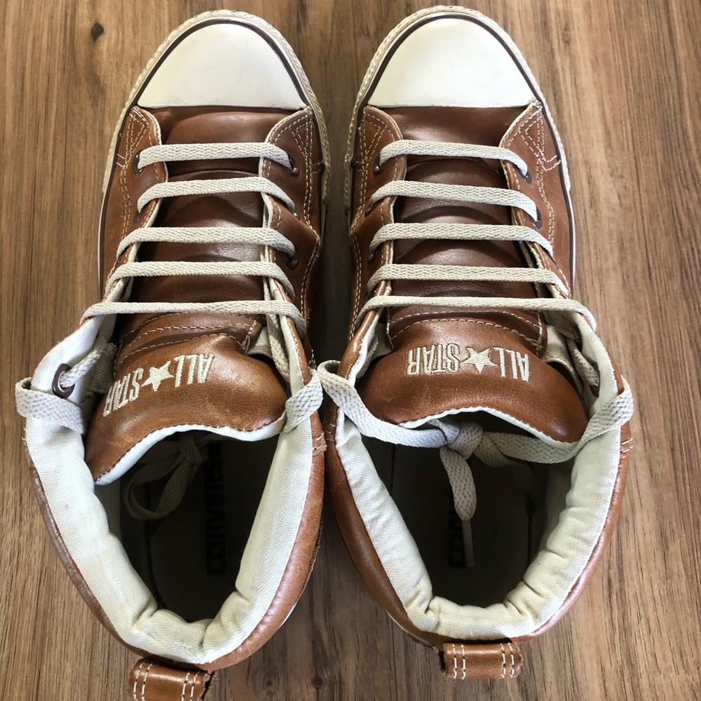 Leather Converse Hi-Tops (W9.5/M7.5) - Picture 3 of 9